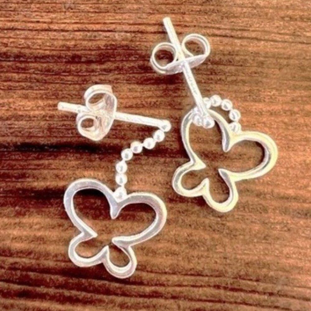 Vintage Sterling Butterfly Drop Earrings - Picture 8 of 10